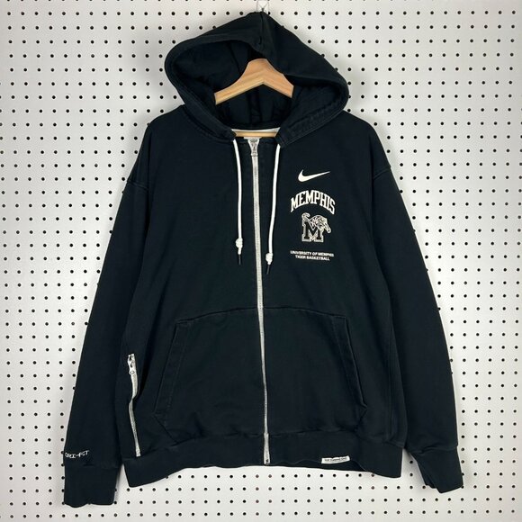 Nike‎ 1 Cent Memphis Tigers Basketball Hoodie XL Black Full Zip Team Travel Gear - Picture 1 of 8